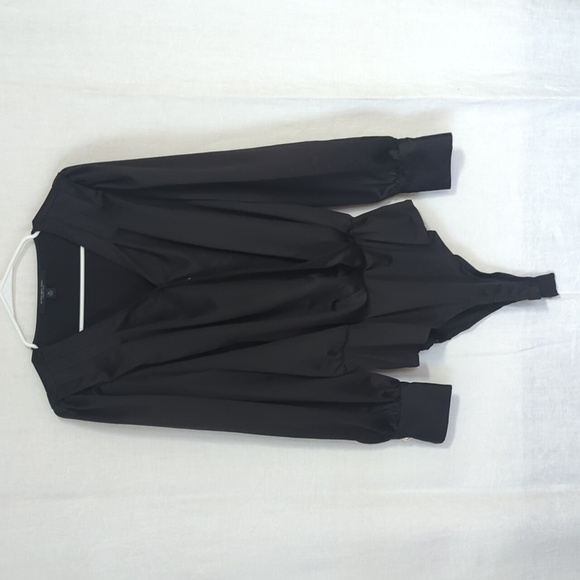 Marc New York Black Puff Long Sleeve Wrap Bodysuit Size Extra Large - Picture 1 of 8
